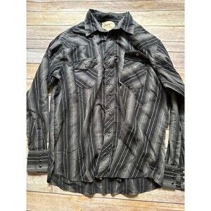 Wrangler Western Fashion Snap Shirt Women's XL Black Silver Metallic Striped